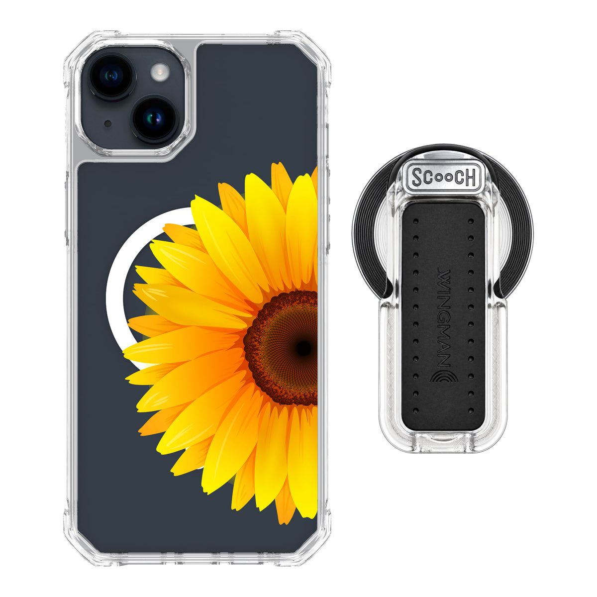 MagCase Sunflower for iPhone 15 Plus with Clear Wingback for MagSafe