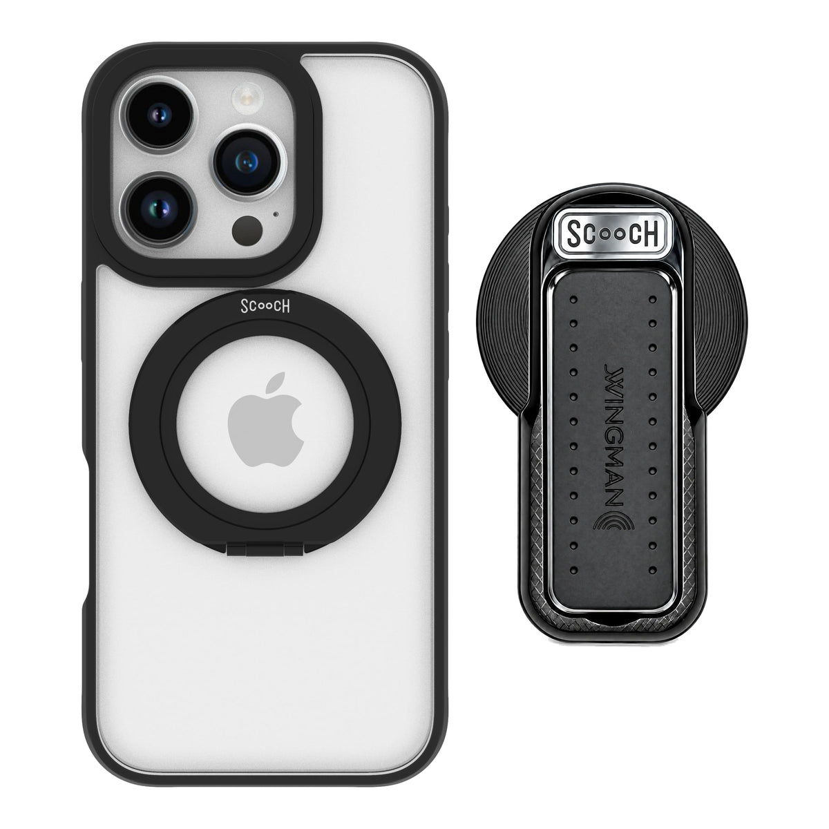 HaloCase Tuxedo Clear for iPhone 16 Pro with Black Wingback for MagSafe