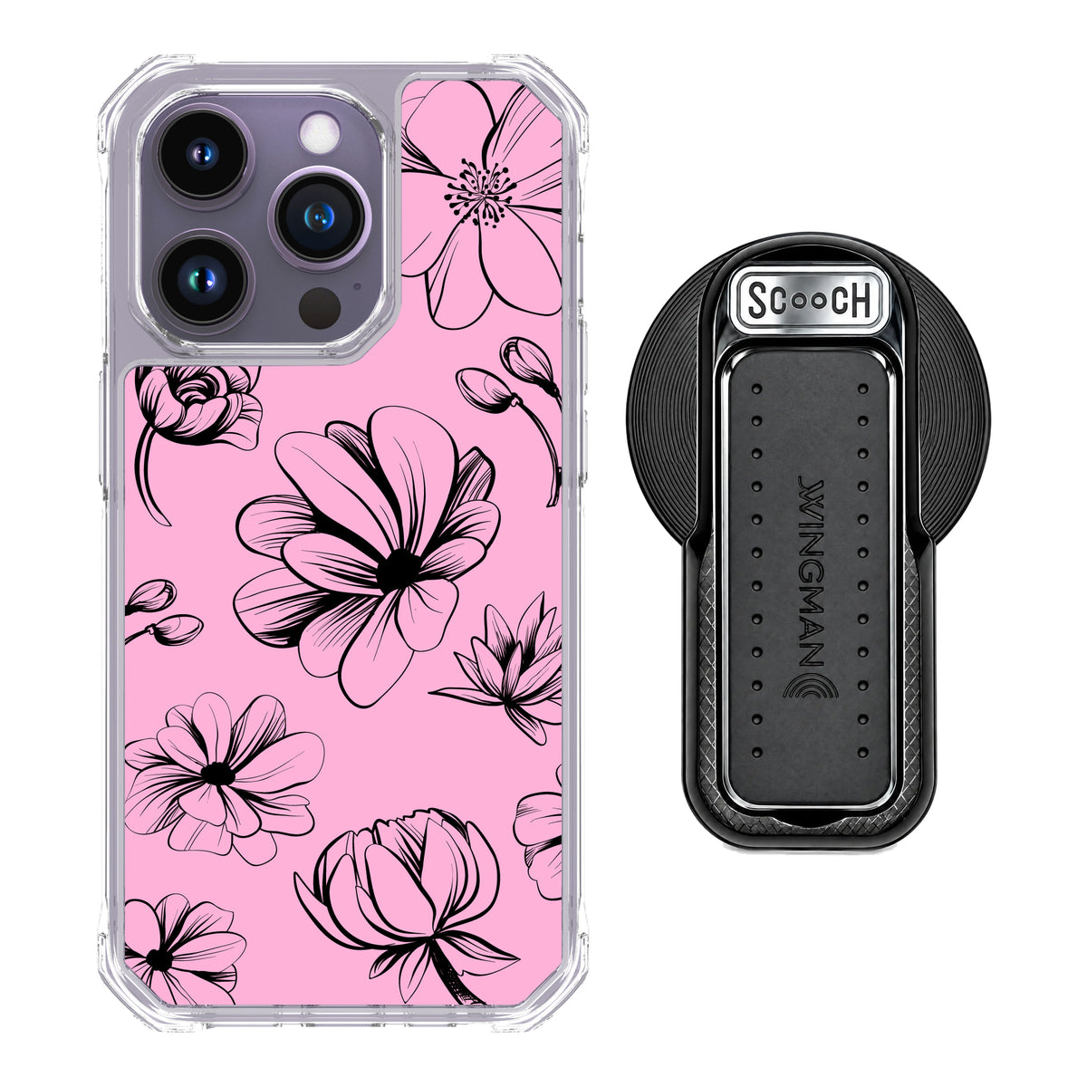 MagCase Vintage Flowers for iPhone 14 Pro with Black Wingback for MagSafe