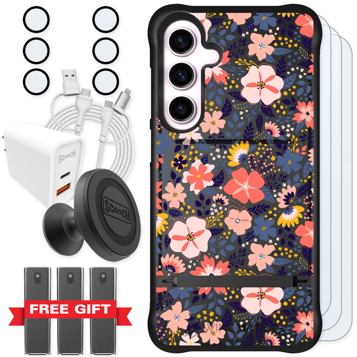 Scooch Wingmate Wildflowers for Galaxy S24+ — Ultimate Bundle