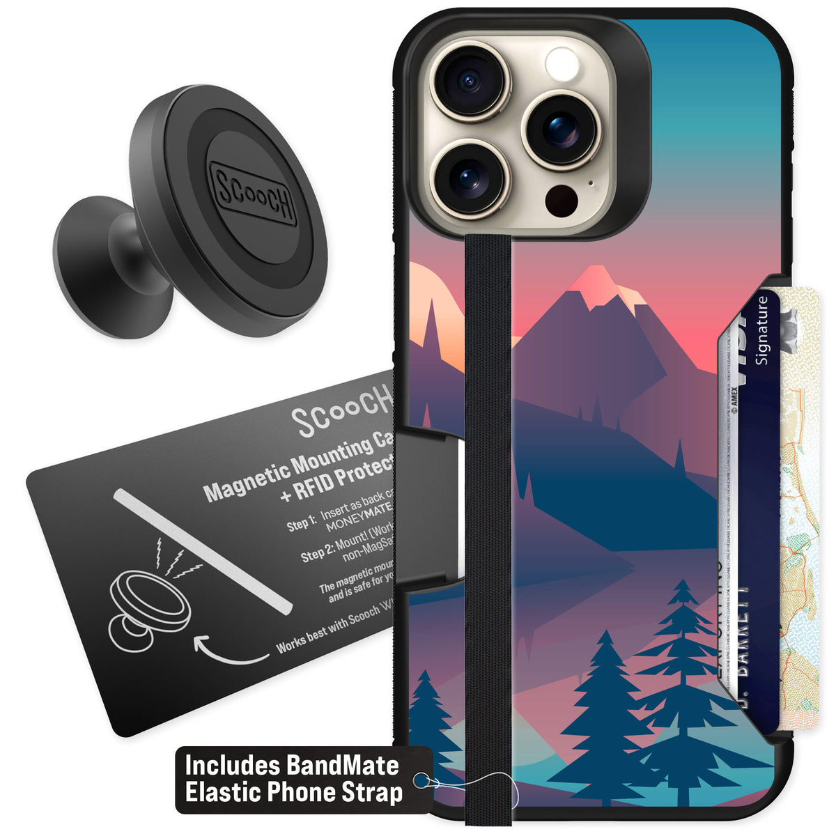 Scooch Moneymate Mountain Range for iPhone 15 Pro Max — Starter Bundle