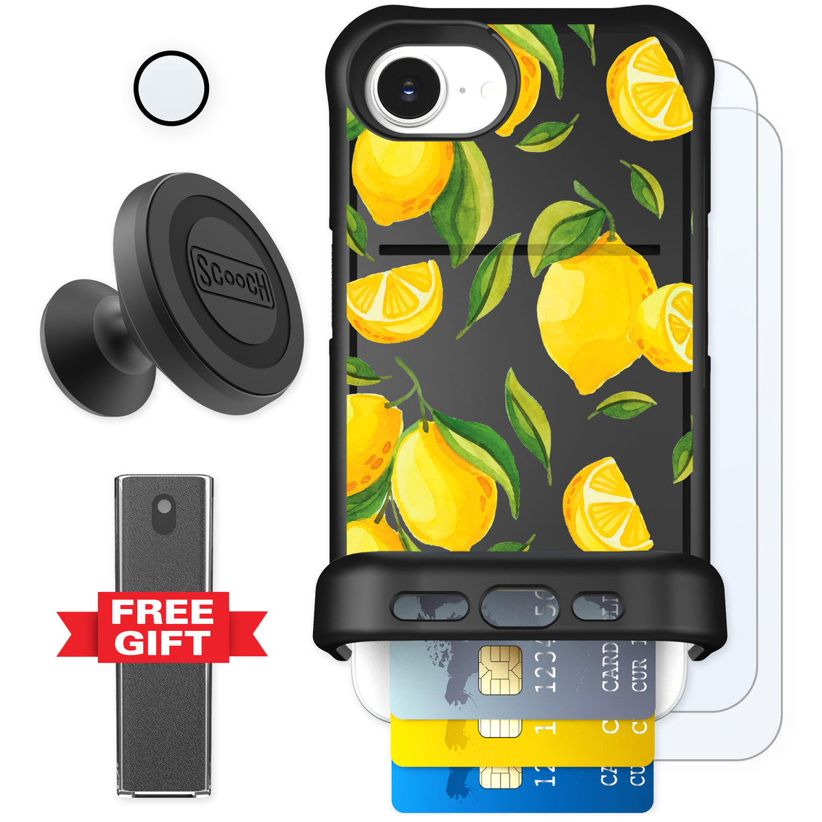 Scooch Wingmate Amalfi Lemons for iPhone 16e — Defender Bundle
