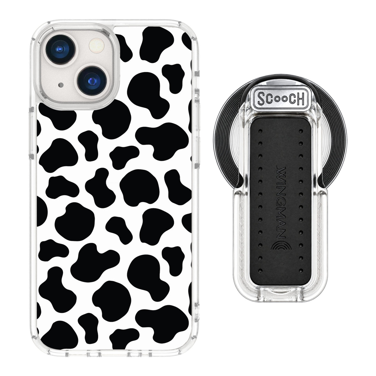 Scooch MagCase Cow Print for iPhone 13 mini — MagSafe Wingback Bundle - Clear
