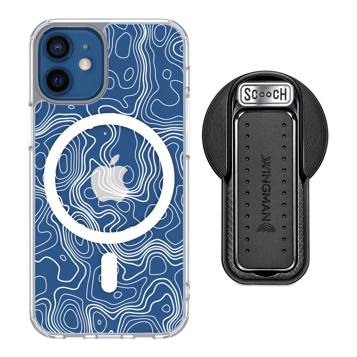 Scooch MagCase Topography for iPhone 12 mini — MagSafe Wingback Bundle - Black