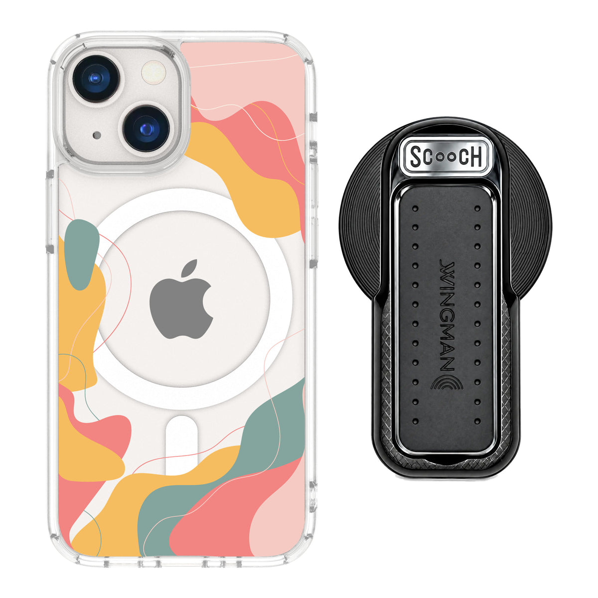 Scooch MagCase Abstract Pastel for iPhone 13 mini — MagSafe Wingback Bundle - Black