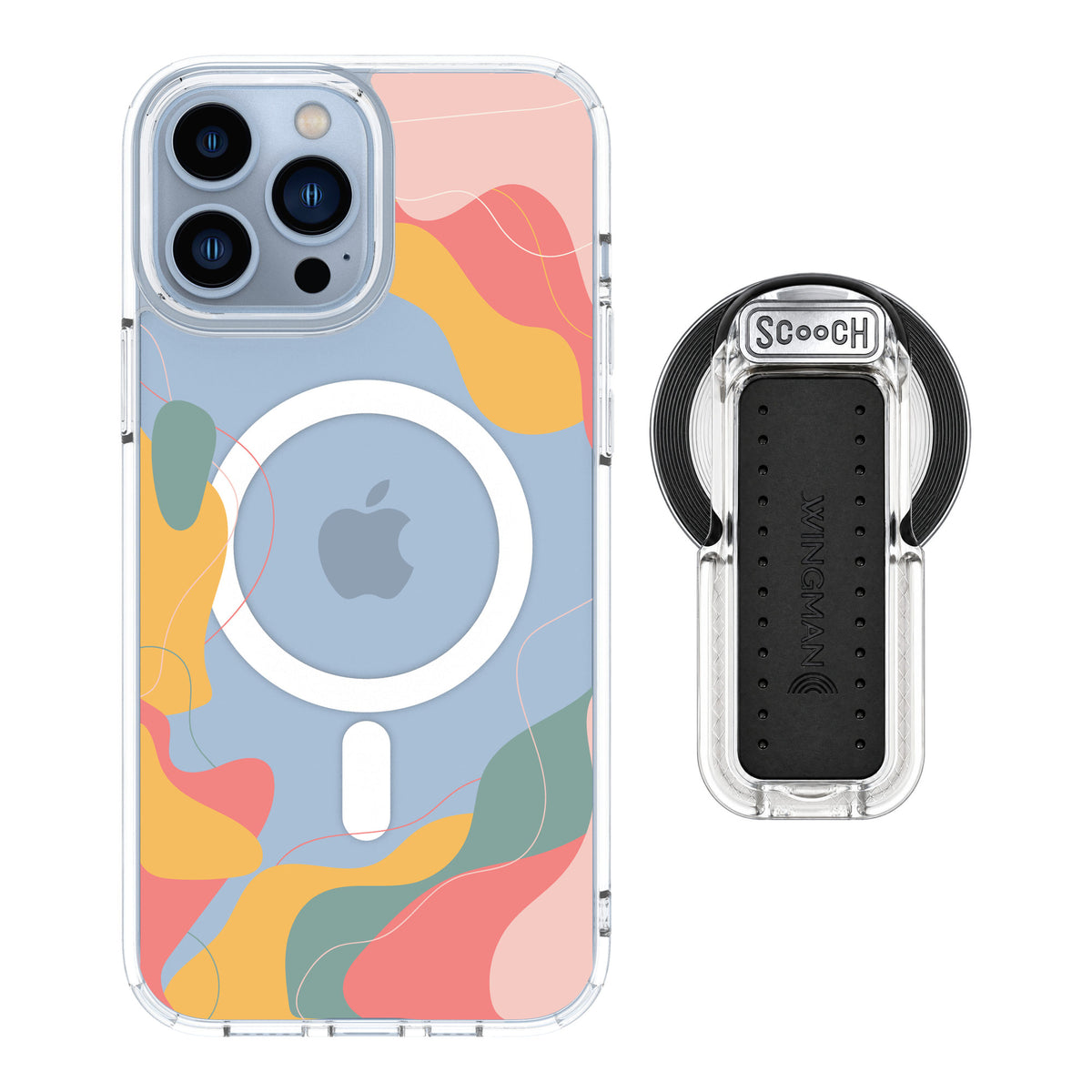 Scooch MagCase Abstract Pastel for iPhone 13 Pro Max — MagSafe Wingback Bundle - Clear