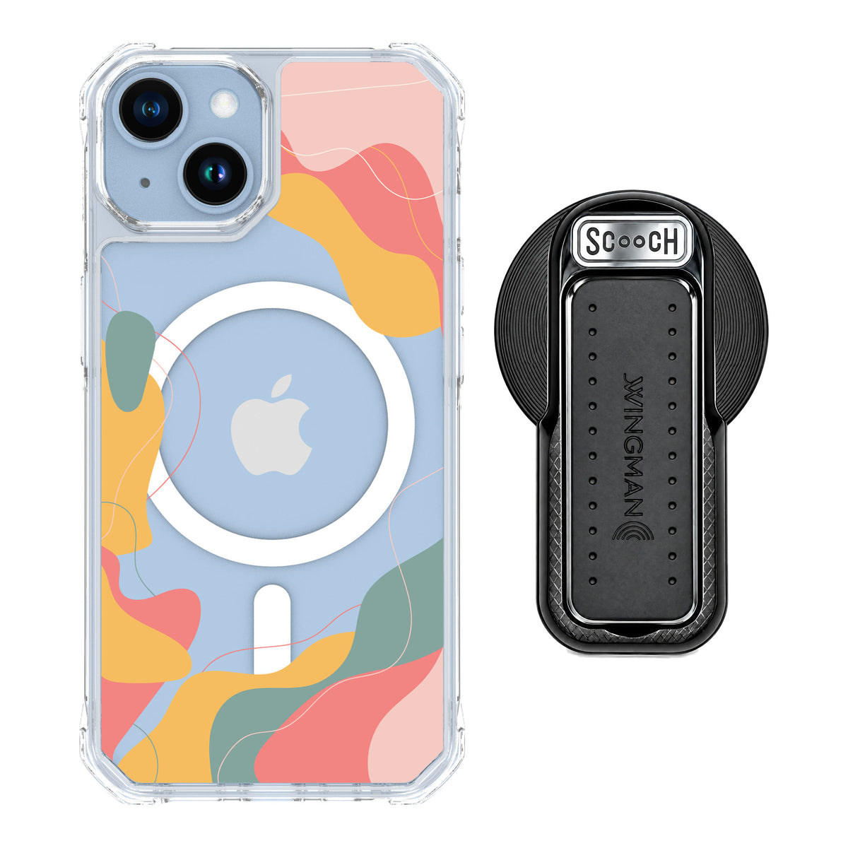 Scooch MagCase Abstract Pastel for iPhone 14 — MagSafe Wingback Bundle - Black