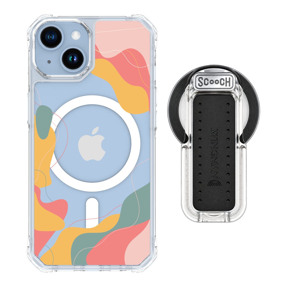 Scooch MagCase Abstract Pastel for iPhone 14 — MagSafe Wingback Bundle - Clear