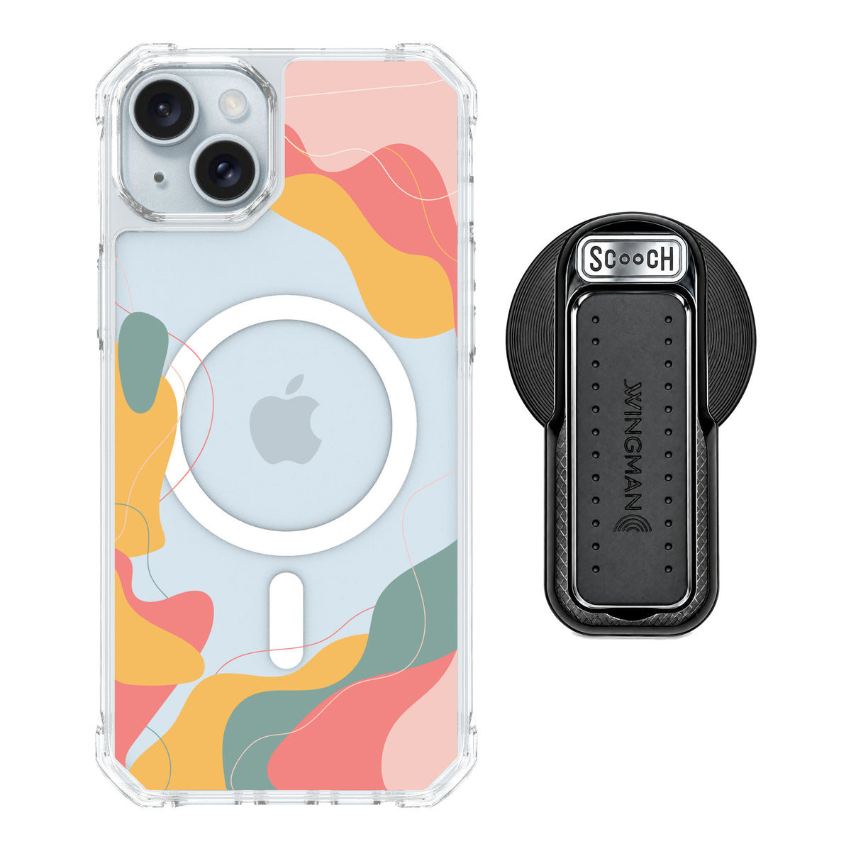 Scooch MagCase Abstract Pastel for iPhone 14 Plus — MagSafe Wingback Bundle - Black
