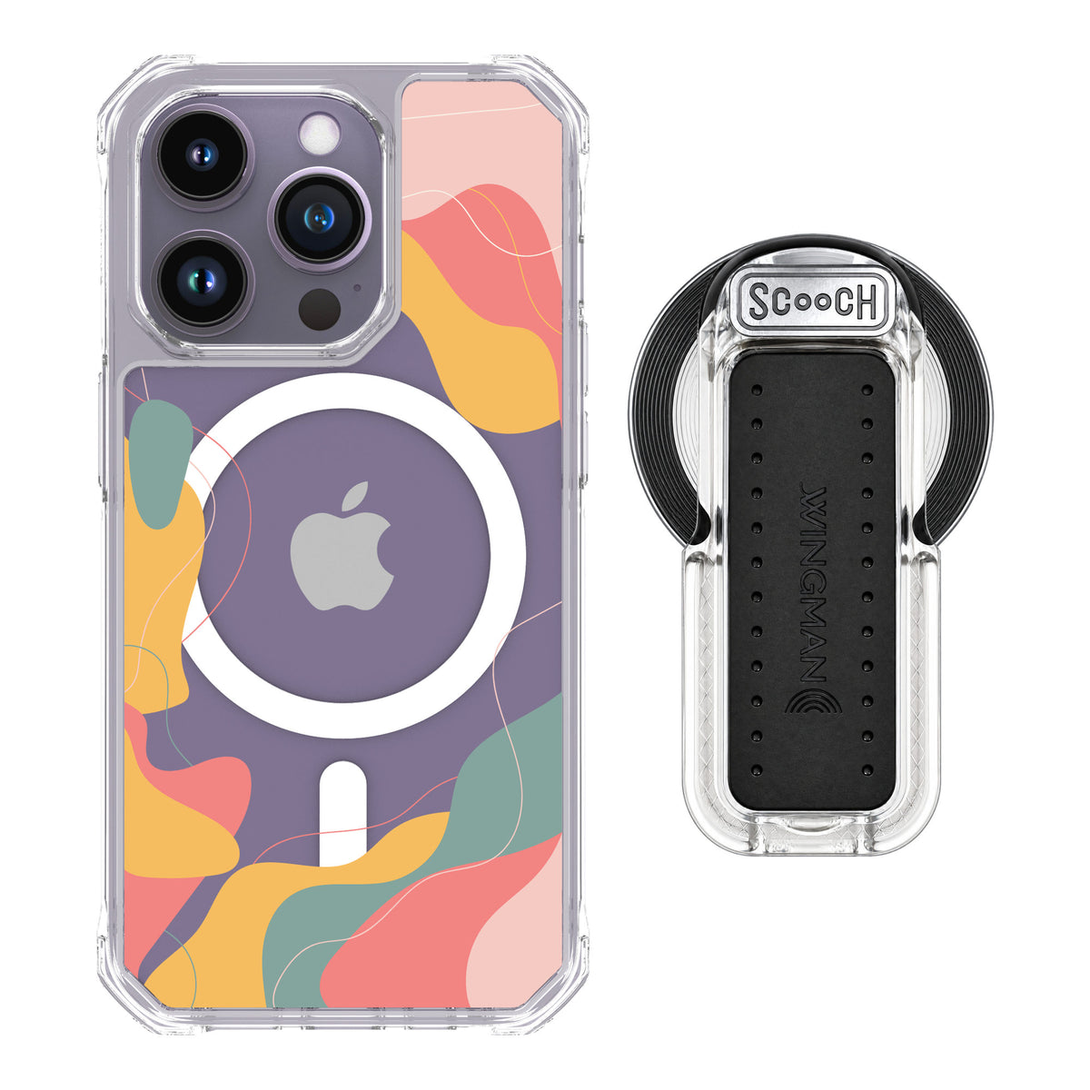 Scooch MagCase Abstract Pastel for iPhone 14 Pro — MagSafe Wingback Bundle - Clear