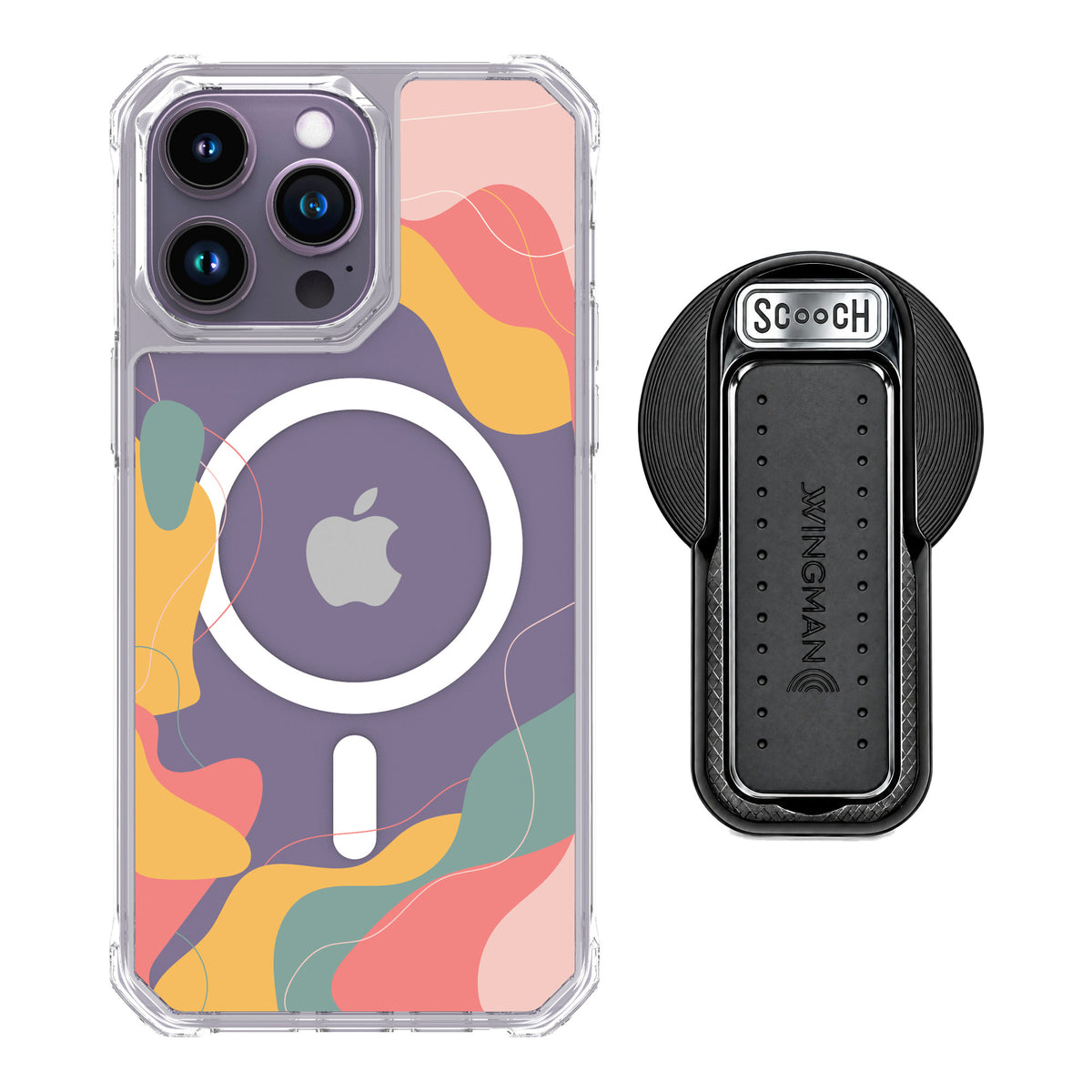 Scooch MagCase Abstract Pastel for iPhone 14 Pro Max — MagSafe Wingback Bundle - Black