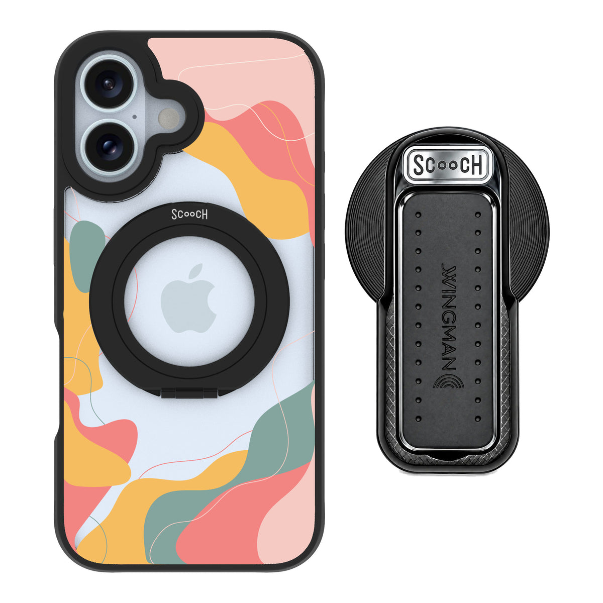 Scooch MagCase Abstract Pastel for iPhone 16 — MagSafe Wingback Bundle - Black