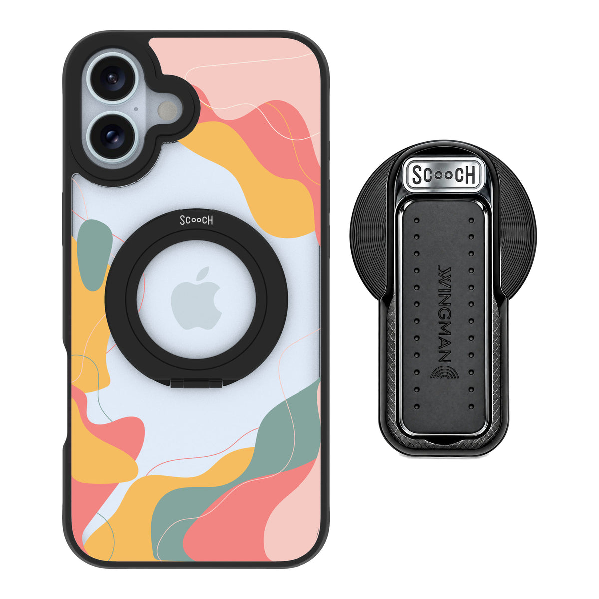Scooch MagCase Abstract Pastel for iPhone 16 Plus — MagSafe Wingback Bundle - Black