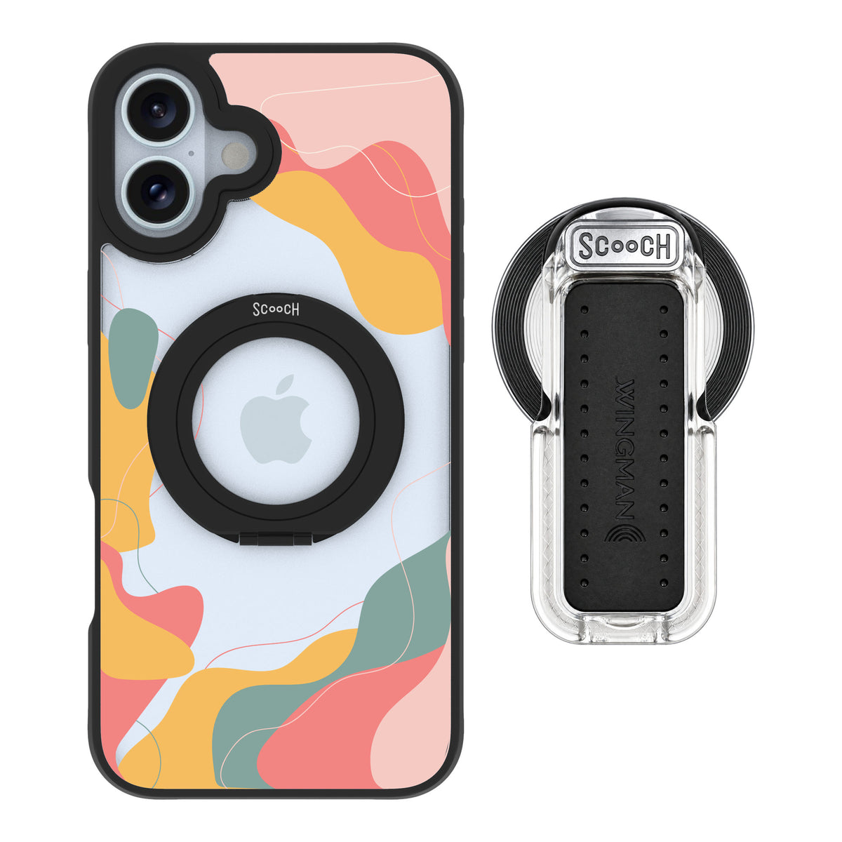 Scooch MagCase Abstract Pastel for iPhone 16 Plus — MagSafe Wingback Bundle - Clear
