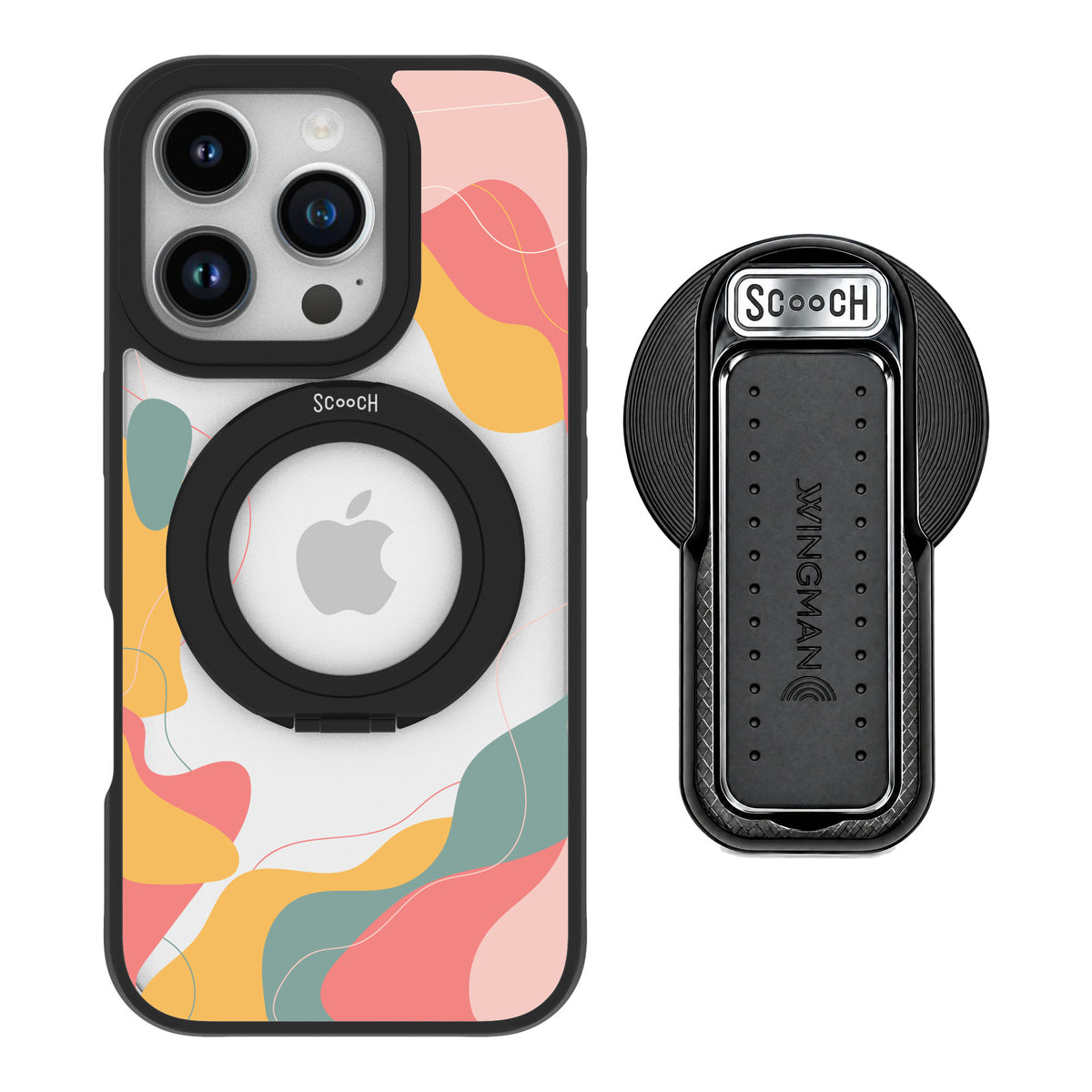 Scooch MagCase Abstract Pastel for iPhone 16 Pro — MagSafe Wingback Bundle - Black