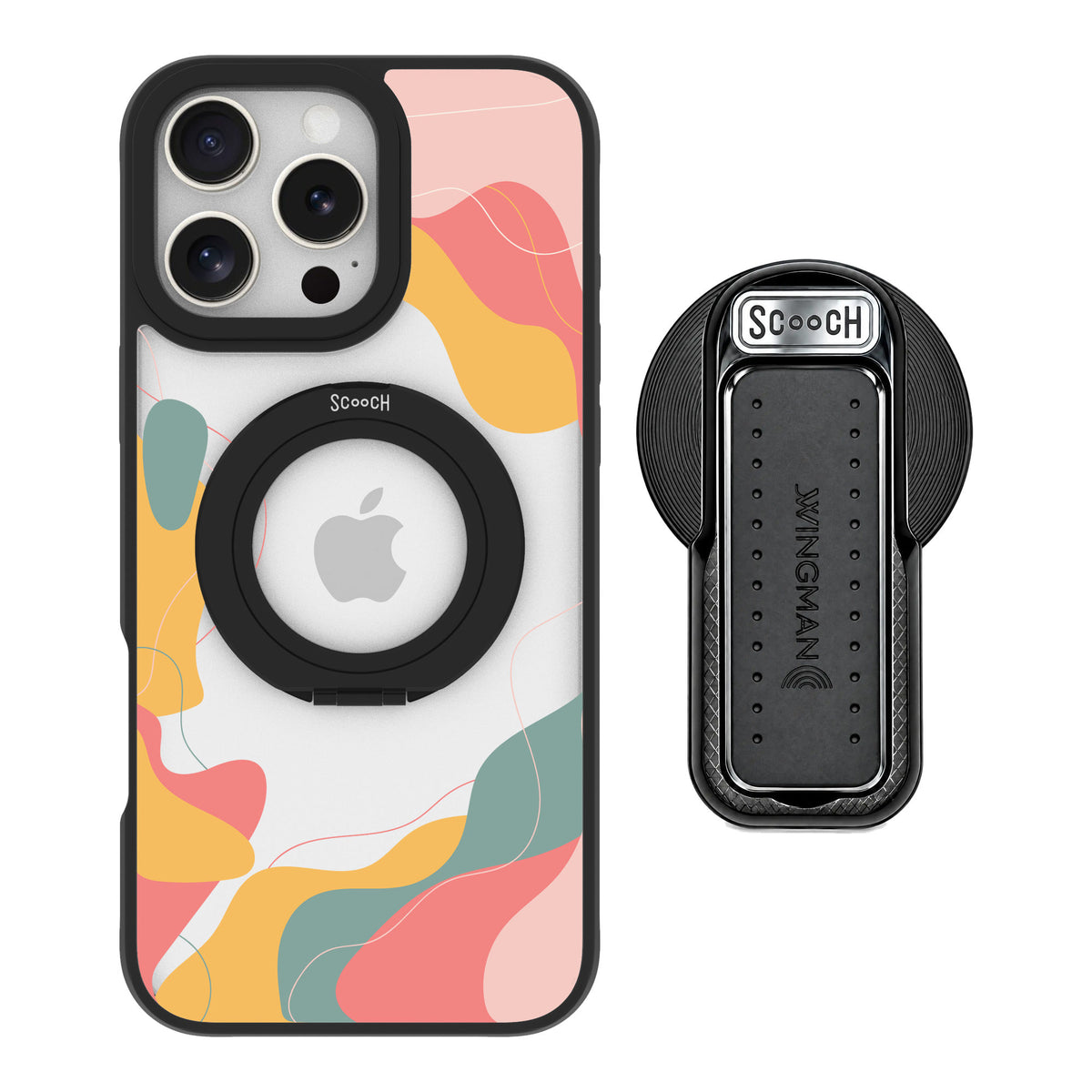Scooch MagCase Abstract Pastel for iPhone 16 Pro Max — MagSafe Wingback Bundle - Black