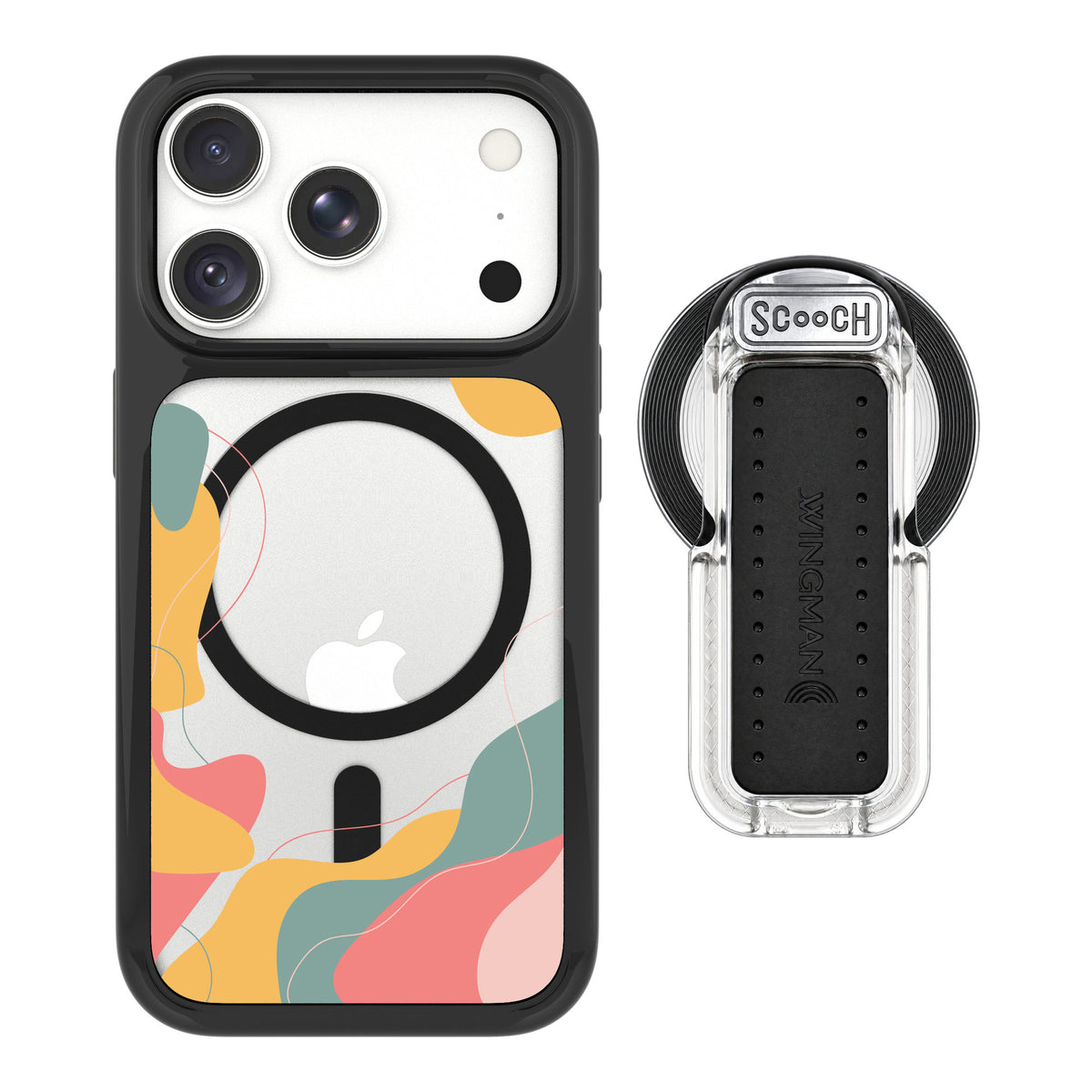 Scooch MagCase Abstract Pastel for iPhone 17 Pro — MagSafe Wingback Bundle - Clear