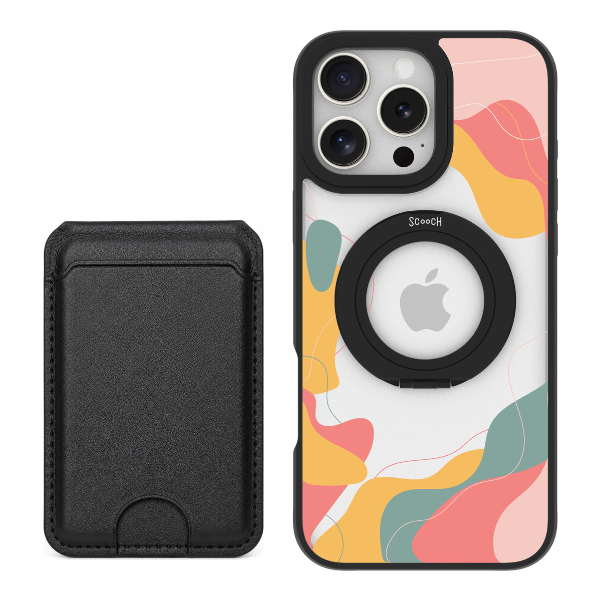 Scooch MagCase Abstract Pastel for iPhone 16 Pro Max — Black MagWallet Bundle