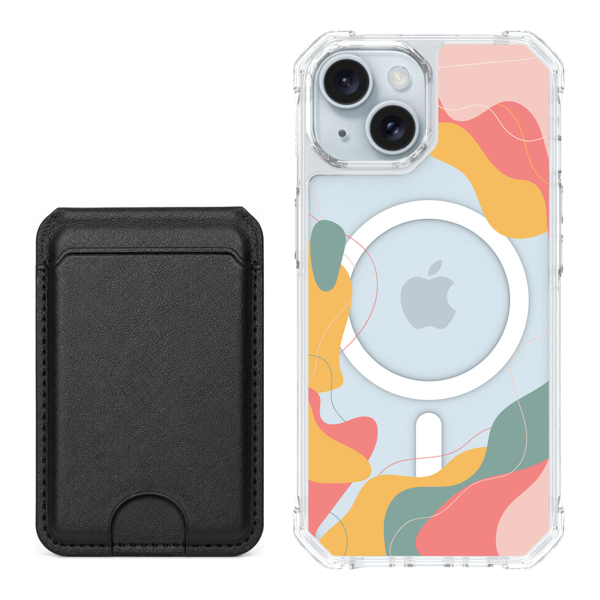 Scooch MagCase Abstract Pastel for iPhone 15 — Black MagWallet Bundle