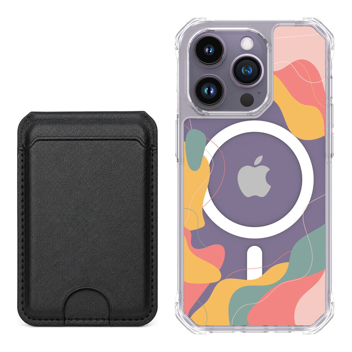 Scooch MagCase Abstract Pastel for iPhone 14 Pro — Black MagWallet Bundle