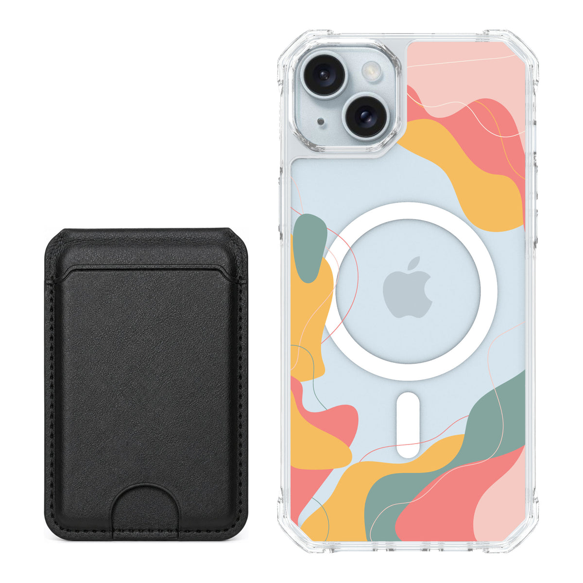 Scooch MagCase Abstract Pastel for iPhone 14 Plus — Black MagWallet Bundle