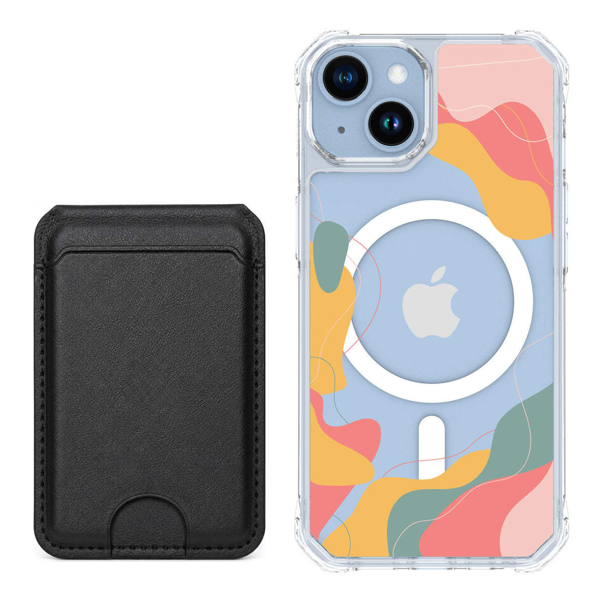 Scooch MagCase Abstract Pastel for iPhone 14 — Black MagWallet Bundle