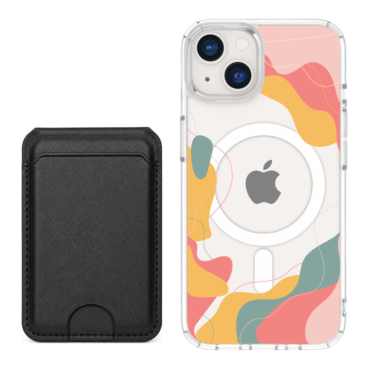 Scooch MagCase Abstract Pastel for iPhone 13 — Black MagWallet Bundle