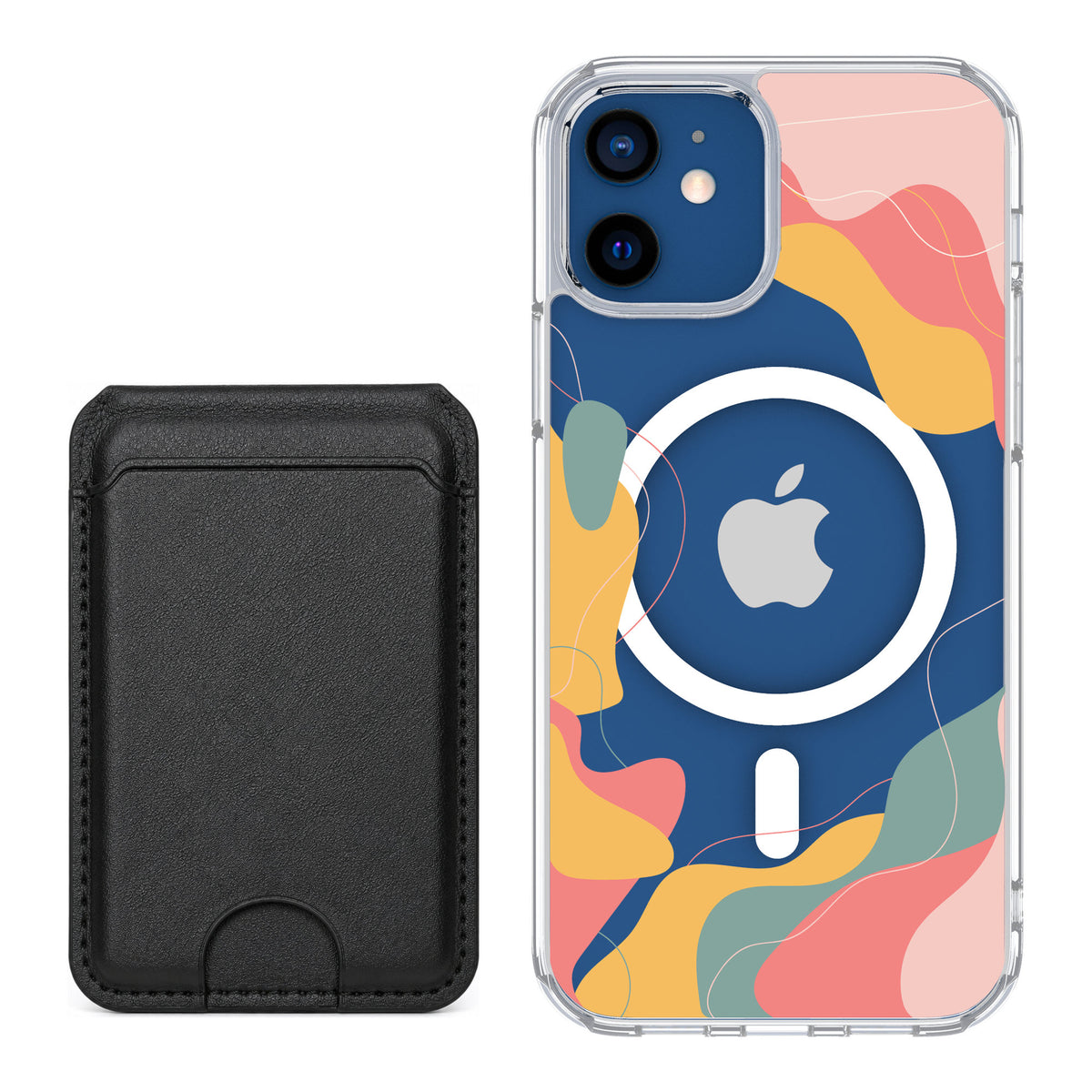 Scooch MagCase Abstract Pastel for iPhone 12 — Black MagWallet Bundle