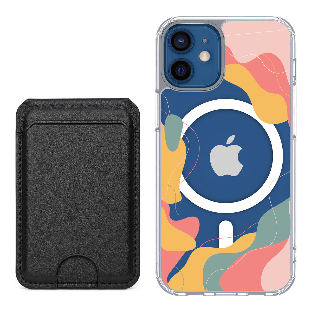 Scooch MagCase Abstract Pastel for iPhone 12 mini — Black MagWallet Bundle