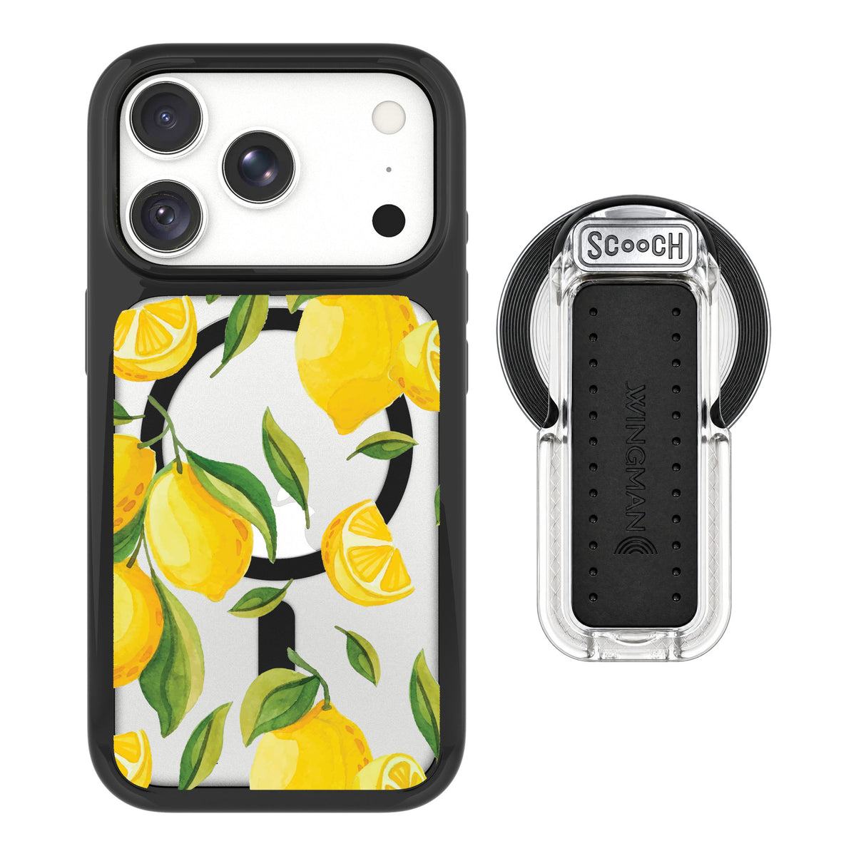 Scooch MagCase Amalfi Lemons for iPhone 18 Pro Max — MagSafe Wingback Bundle - Clear