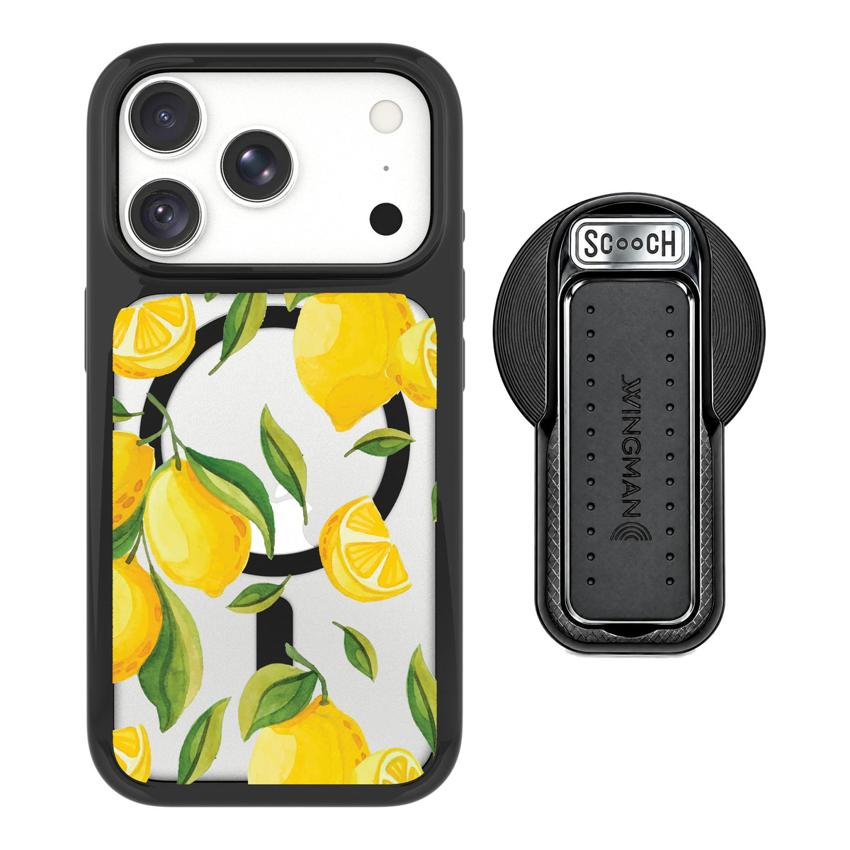Scooch MagCase Amalfi Lemons for iPhone 18 Pro Max — MagSafe Wingback Bundle - Black