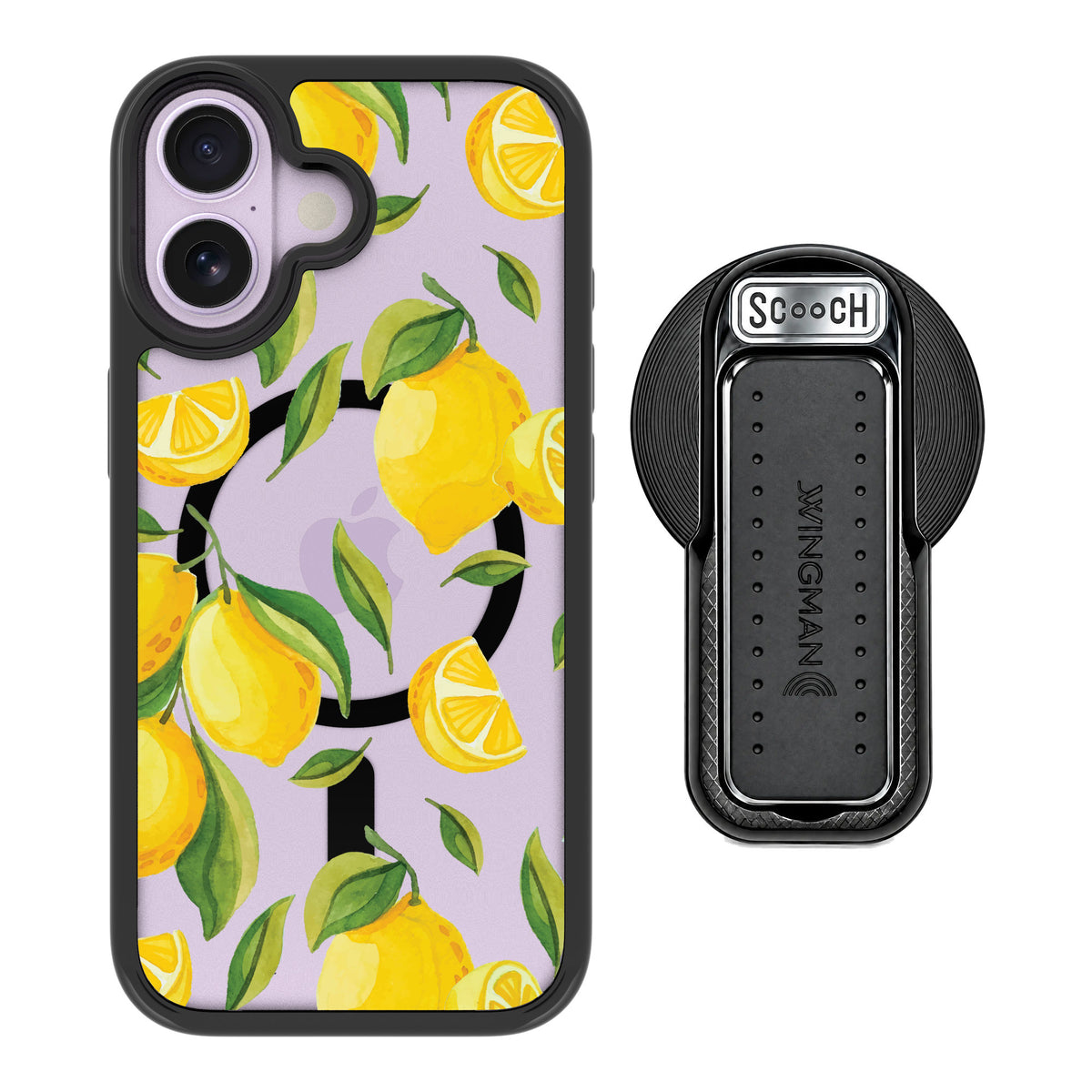 Scooch MagCase Amalfi Lemons for iPhone 17 — MagSafe Wingback Bundle - Black