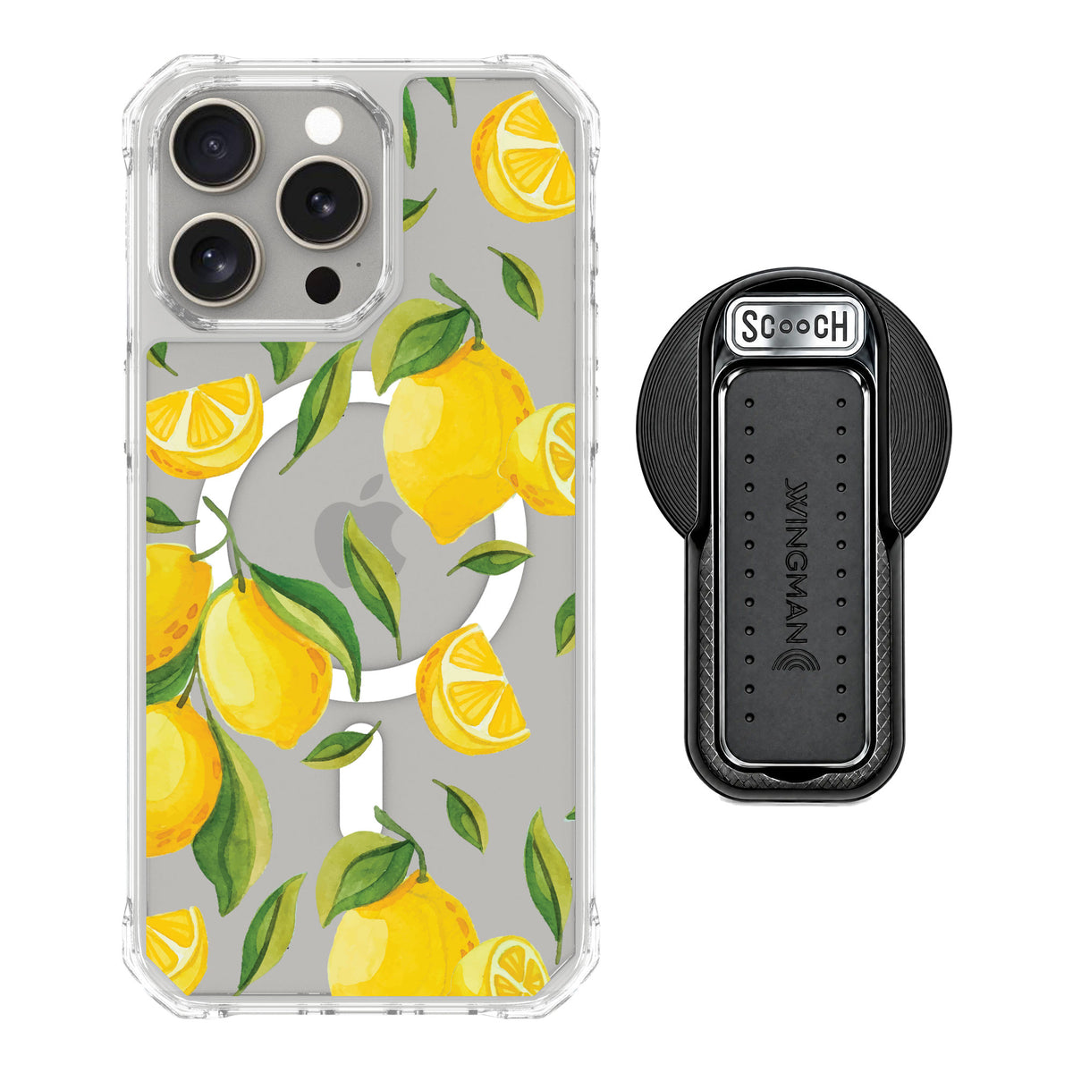 Scooch MagCase Amalfi Lemons for iPhone 15 Pro Max — MagSafe Wingback Bundle - Black