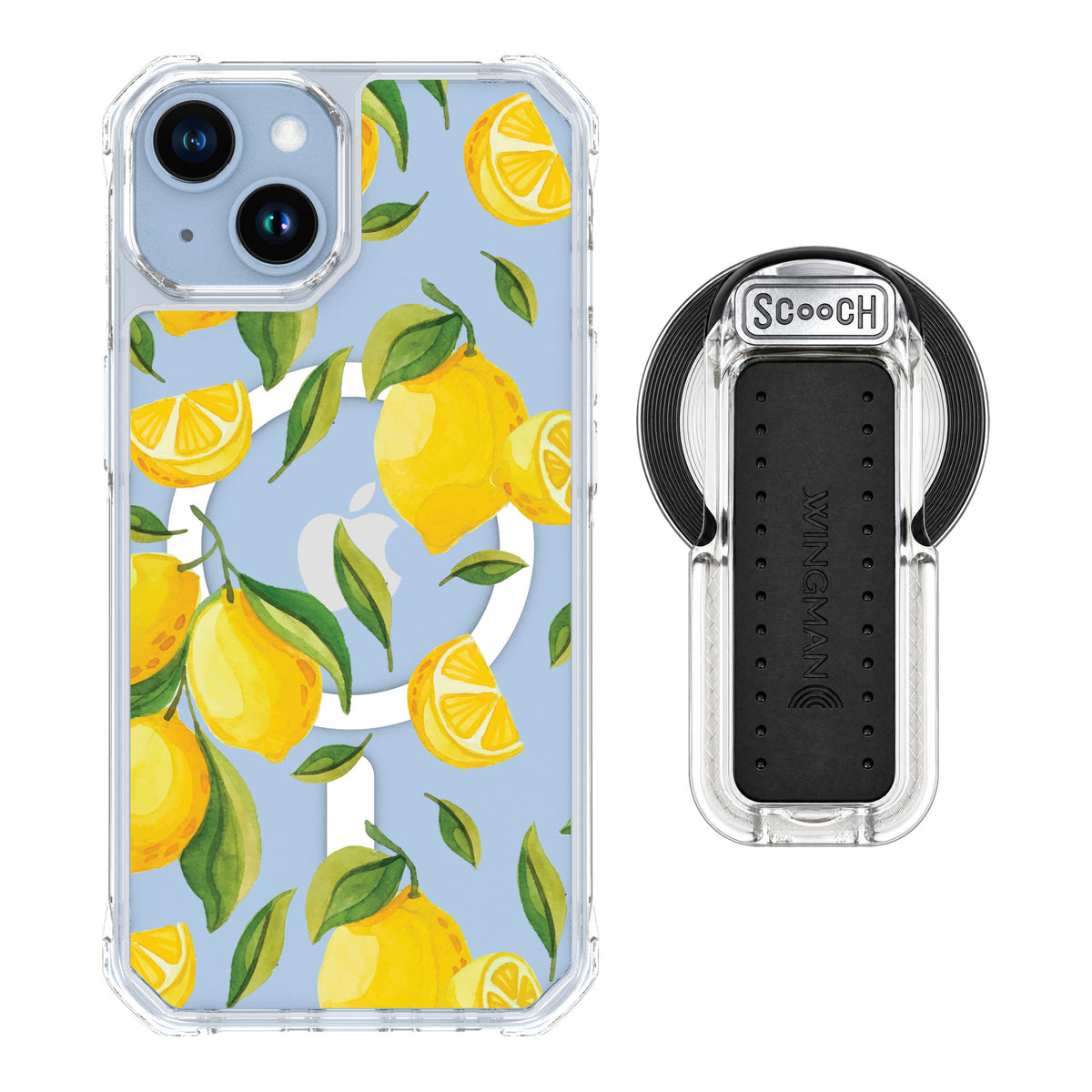 Scooch MagCase Amalfi Lemons for iPhone 14 — MagSafe Wingback Bundle - Clear