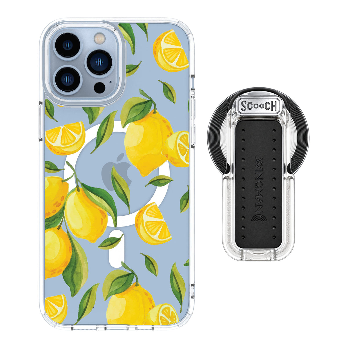 Scooch MagCase Amalfi Lemons for iPhone 13 Pro Max — MagSafe Wingback Bundle - Clear