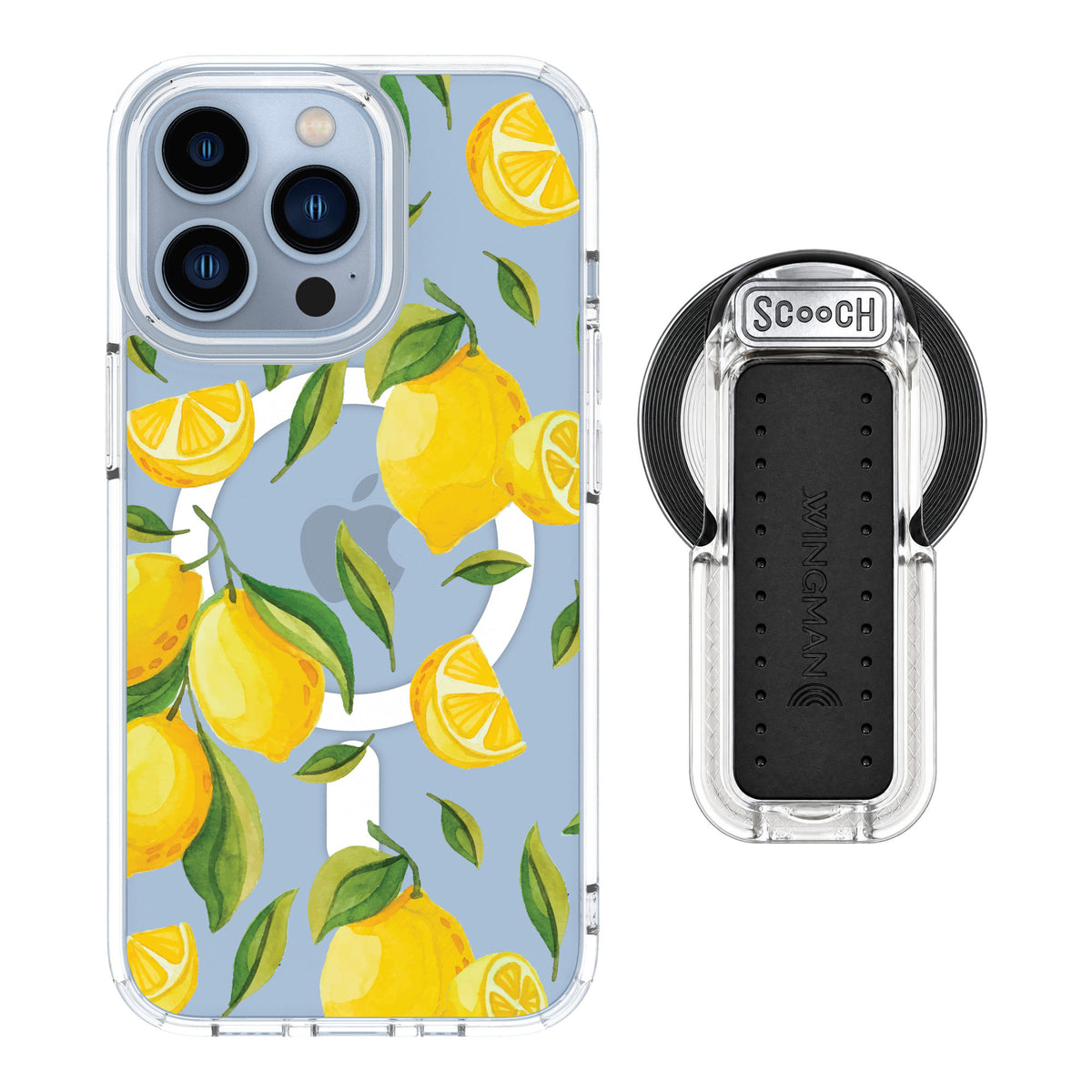 Scooch MagCase Amalfi Lemons for iPhone 13 Pro — MagSafe Wingback Bundle - Clear