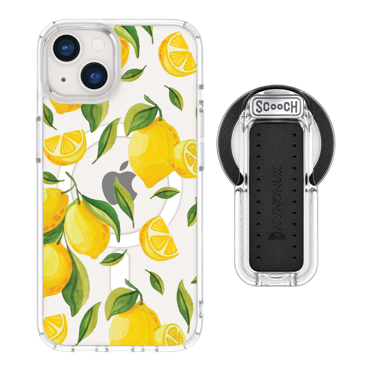Scooch MagCase Amalfi Lemons for iPhone 13 — MagSafe Wingback Bundle - Clear