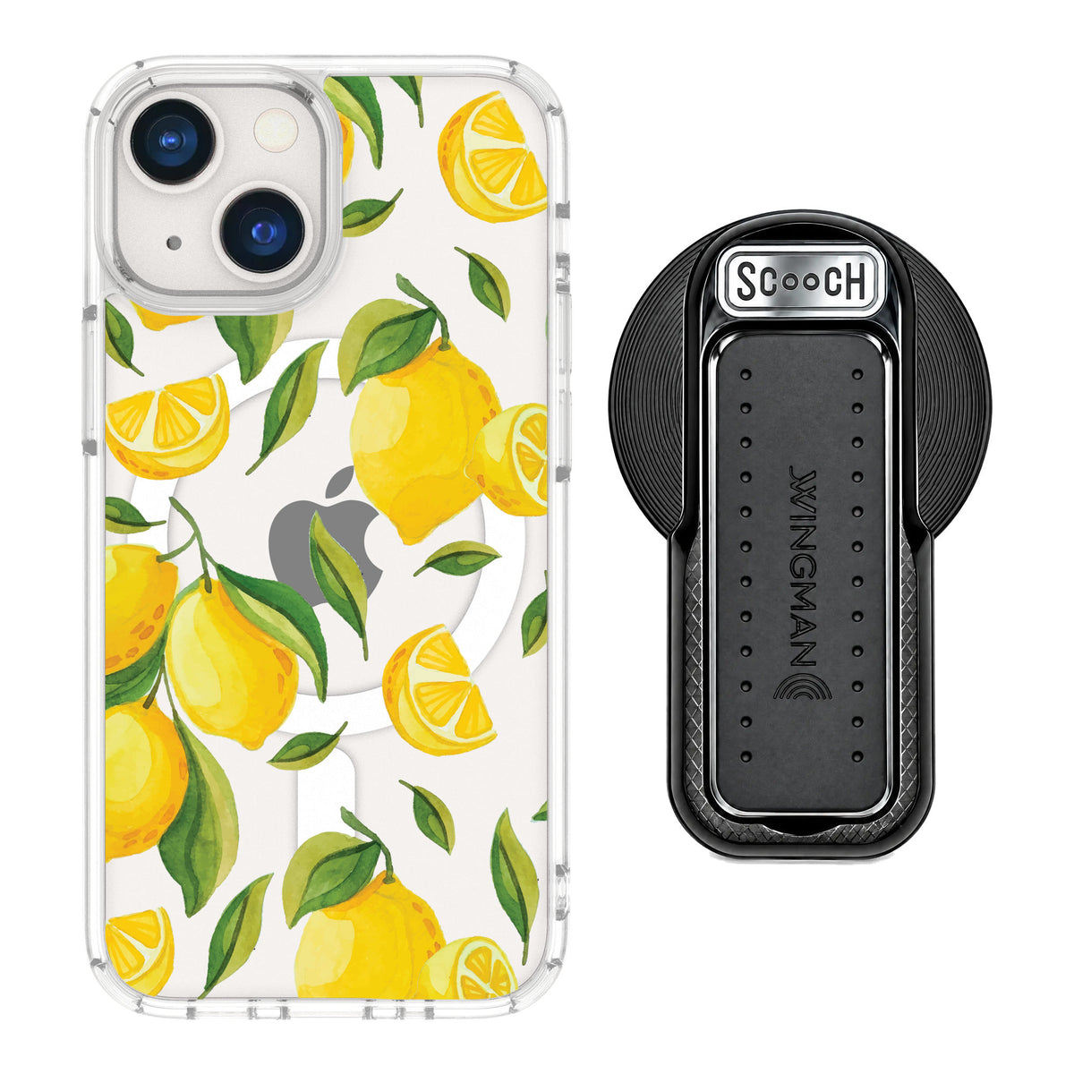 Scooch MagCase Amalfi Lemons for iPhone 13 mini — MagSafe Wingback Bundle - Black