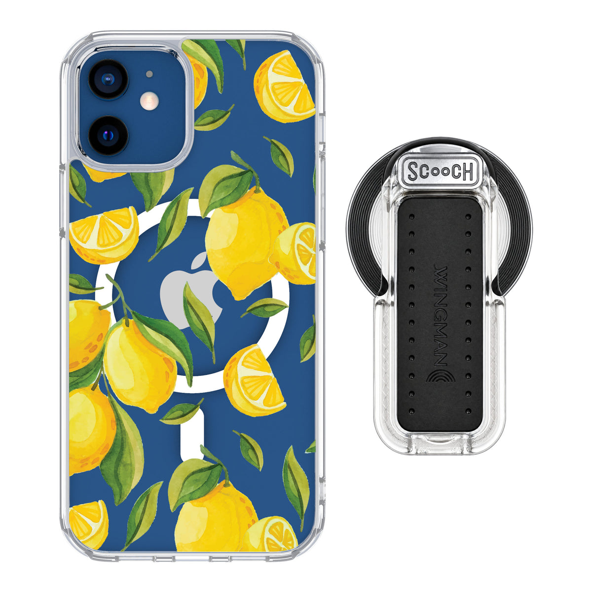 Scooch MagCase Amalfi Lemons for iPhone 12 — MagSafe Wingback Bundle - Clear