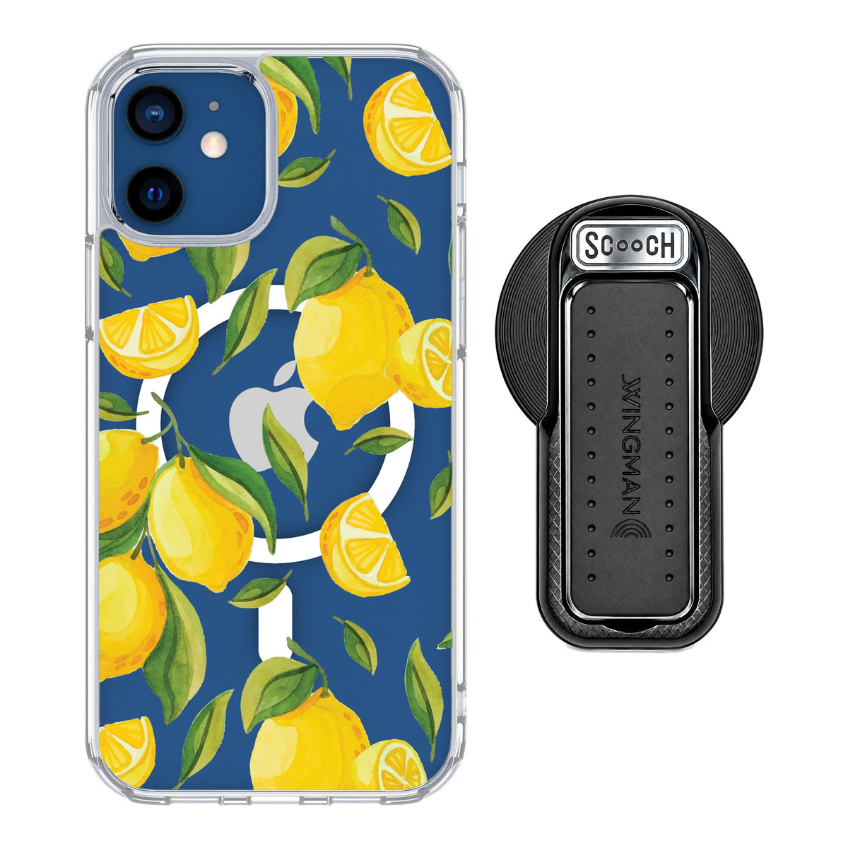 Scooch MagCase Amalfi Lemons for iPhone 12 — MagSafe Wingback Bundle - Black