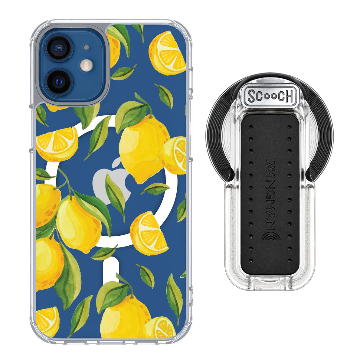 Scooch MagCase Amalfi Lemons for iPhone 12 mini — MagSafe Wingback Bundle - Clear