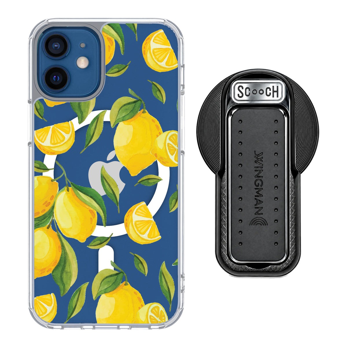 Scooch MagCase Amalfi Lemons for iPhone 12 mini — MagSafe Wingback Bundle - Black