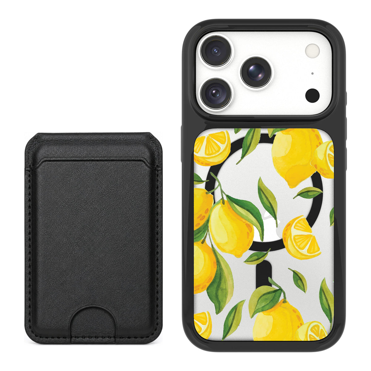 Scooch MagCase Amalfi Lemons for iPhone 18 Pro — Black MagWallet Bundle
