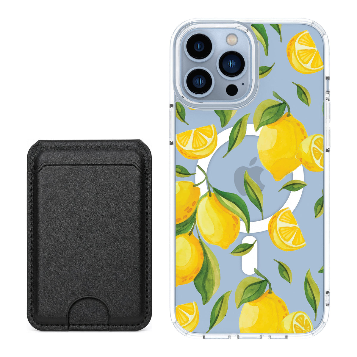 Scooch MagCase Amalfi Lemons for iPhone 13 Pro Max — Black MagWallet Bundle