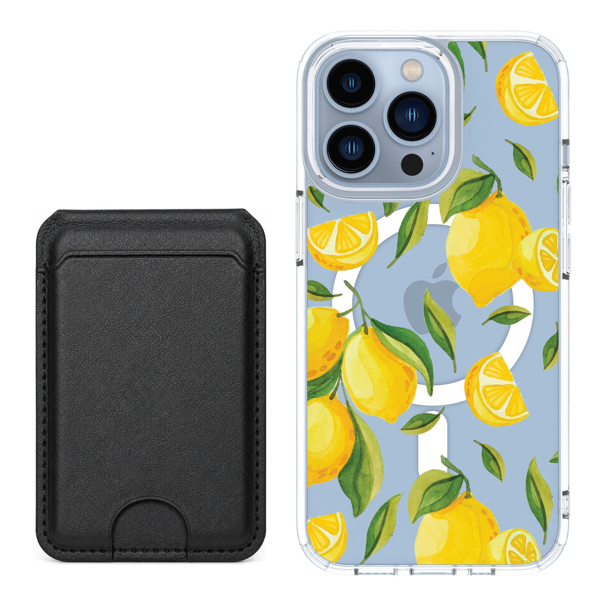 Scooch MagCase Amalfi Lemons for iPhone 13 Pro — Black MagWallet Bundle