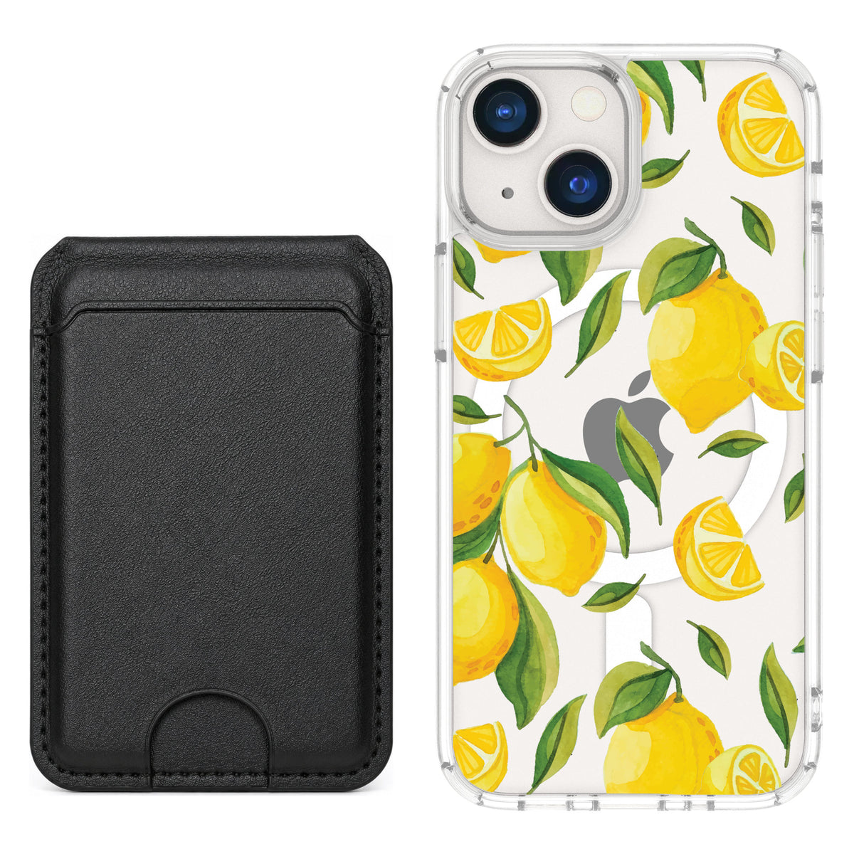Scooch MagCase Amalfi Lemons for iPhone 13 mini — Black MagWallet Bundle