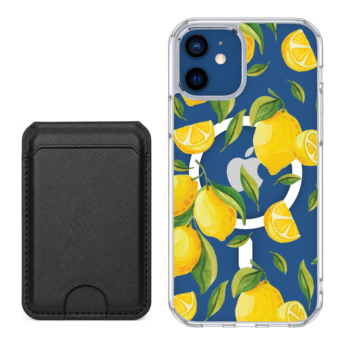 Scooch MagCase Amalfi Lemons for iPhone 12 — Black MagWallet Bundle