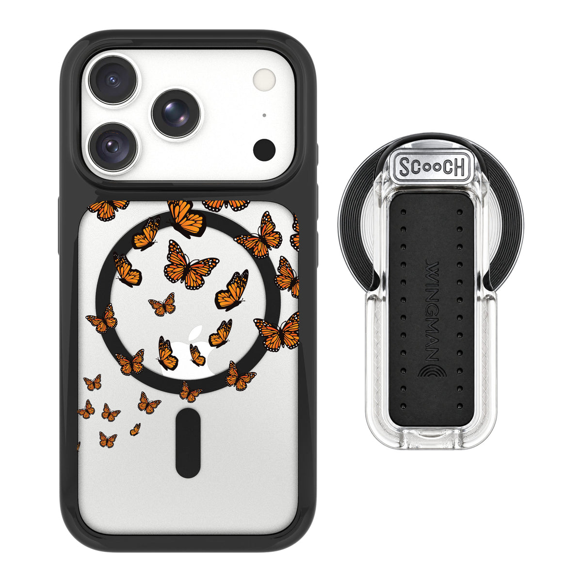 Scooch MagCase Monarch Flight for iPhone 18 Pro Max — MagSafe Wingback Bundle - Clear
