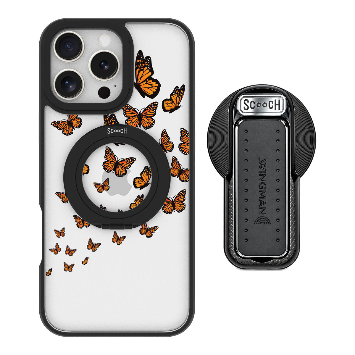 Scooch MagCase Monarch Flight for iPhone 16 Pro Max — MagSafe Wingback Bundle - Black