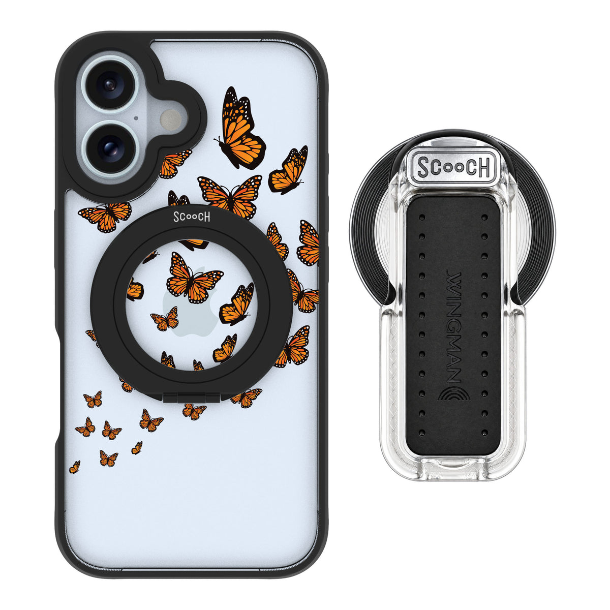 Scooch MagCase Monarch Flight for iPhone 16 — MagSafe Wingback Bundle - Clear